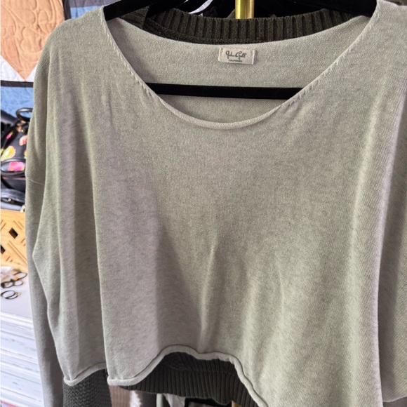 Pac-sun John Galt one Size fits most oversized cropped cream and gray - Picture 3 of 3